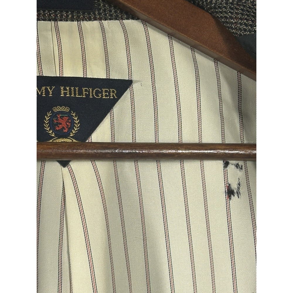 Vintage Tommy Hilfiger Union Made Canada Wool Tweed Blazer Brown Houndstooth 42R - Picture 16 of 16